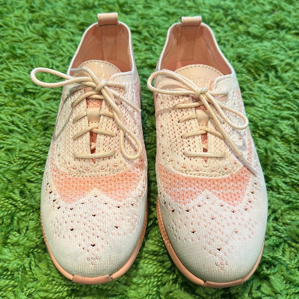 Cole Haan Peach Knit Oxford Lace Ups